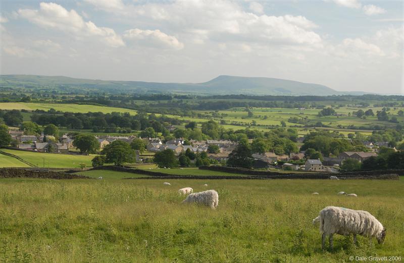 LP-and-Hellifield-023.jpg - "Long Preston with Pendle"  -    by Dale Gravett View from Long Preston Moor, over Long Preston to Pendle Hill.