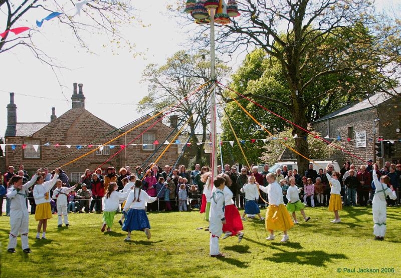 dance.jpg - "Maypole Dancing"  - by Paul Jackson. Maypole dancing on Long Preston Village Green.