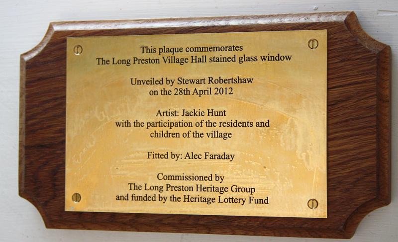 Plaque.jpg - The plaque to commemorate the installation and unveiling of the window.